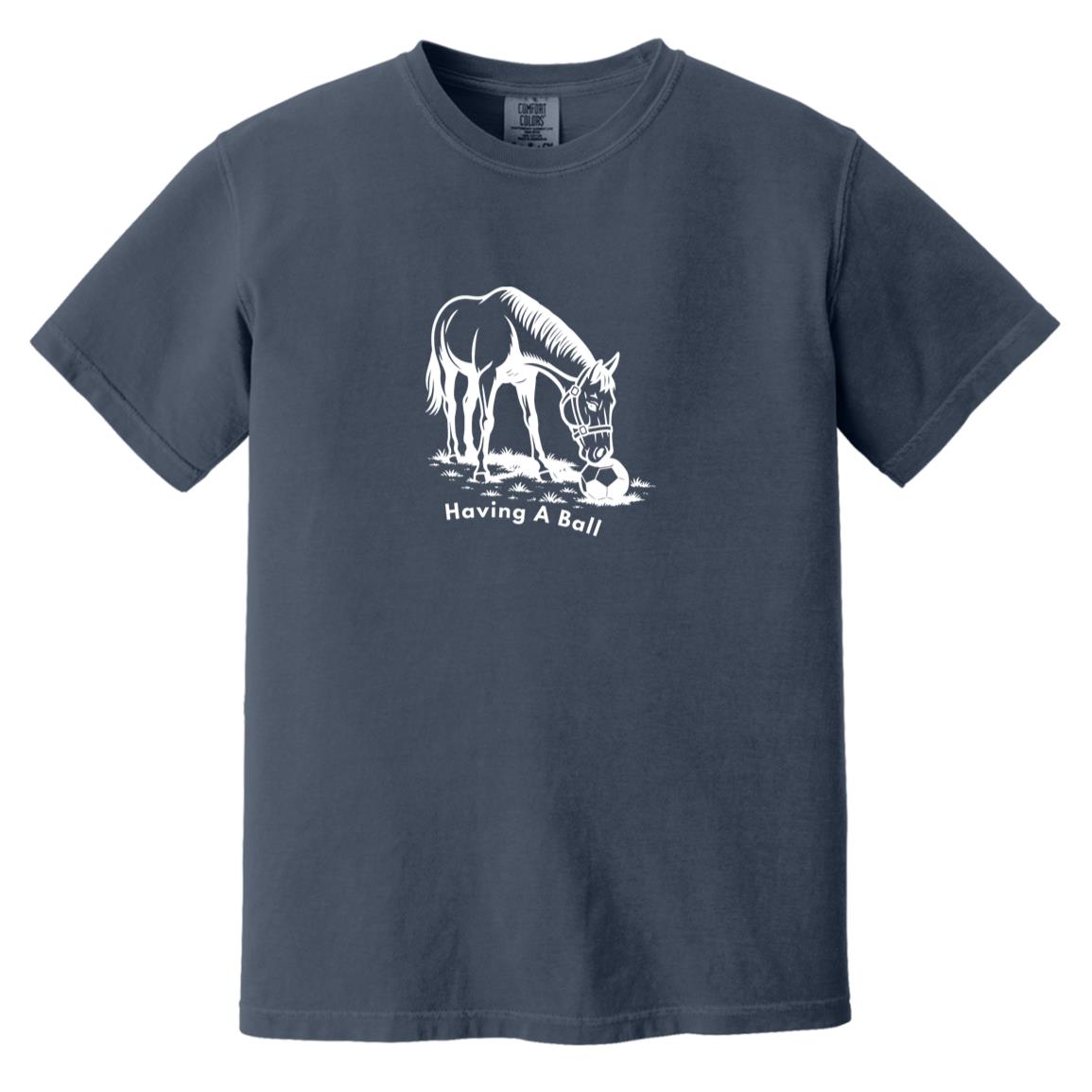 Having A Ball Horse Graphic White CC1717 Heavyweight Garment-Dyed T-Shirt