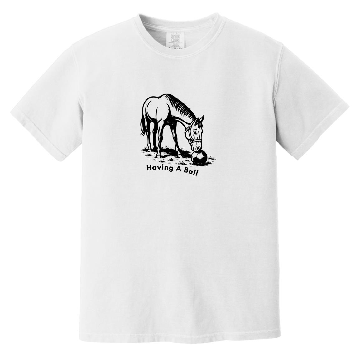 Having A Ball Horse Graphic Black CC1717 Heavyweight Garment-Dyed T-Shirt