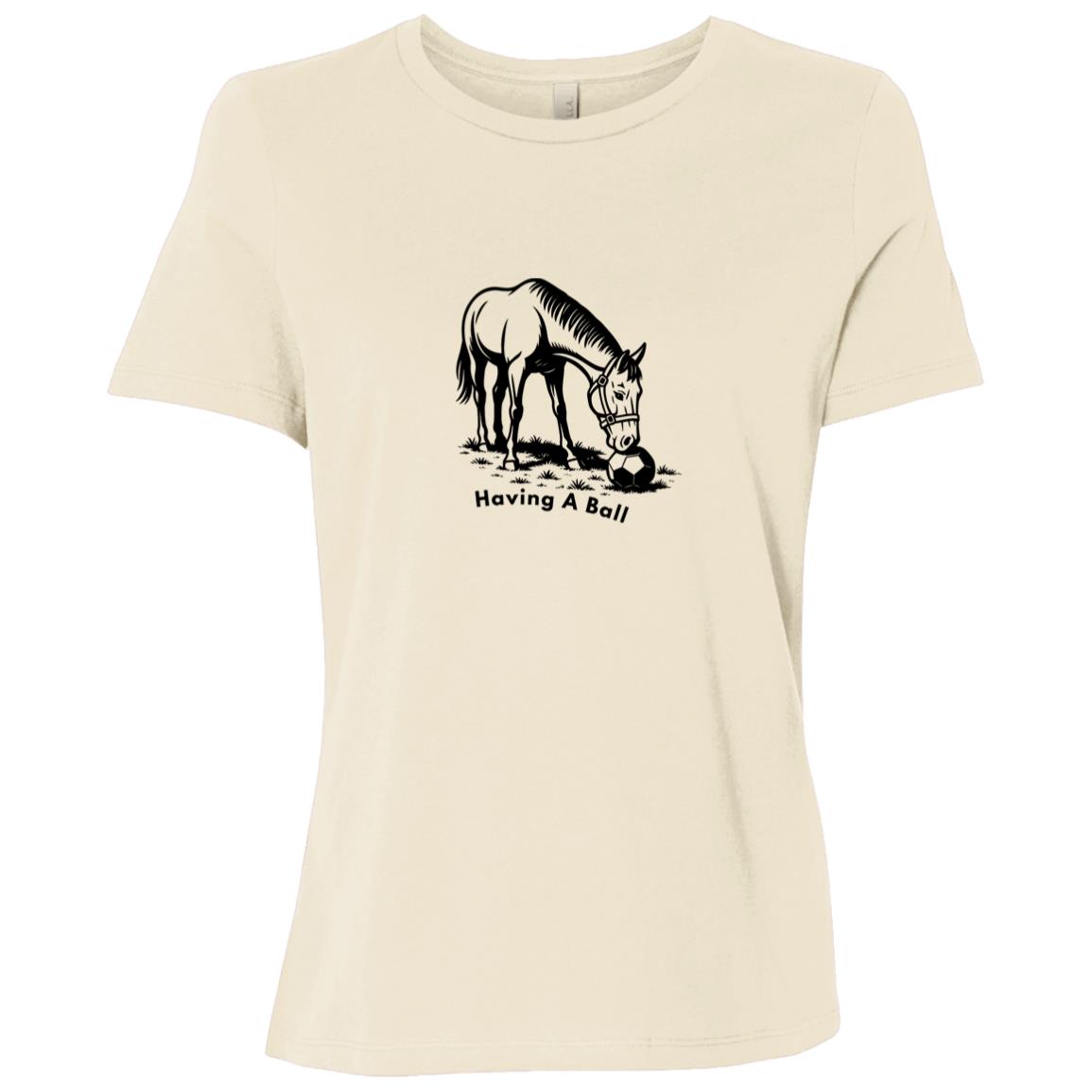 Having A Ball Horse Graphic Black B6400 Bella + Canvas Ladies Relaxed Jersey Short-Sleeve T-Shirt