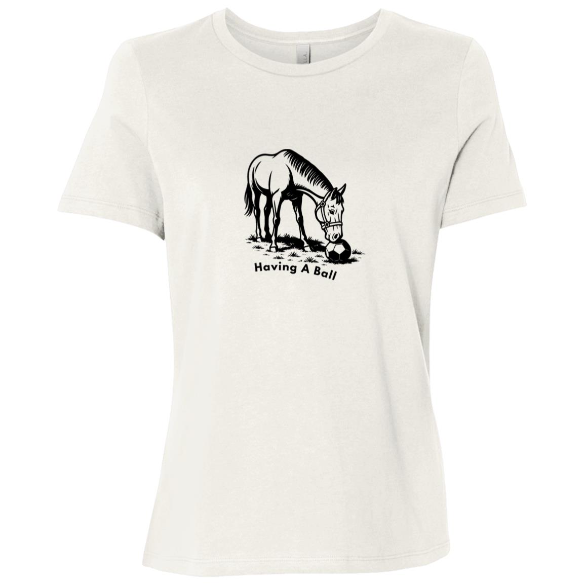 Having A Ball Horse Graphic Black B6400 Bella + Canvas Ladies Relaxed Jersey Short-Sleeve T-Shirt