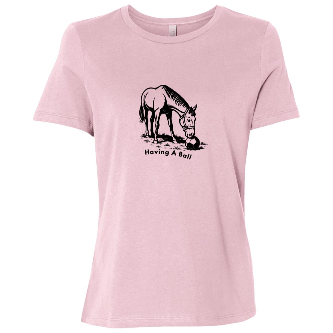 Having A Ball Horse Graphic Black B6400 Bella + Canvas Ladies Relaxed Jersey Short-Sleeve T-Shirt
