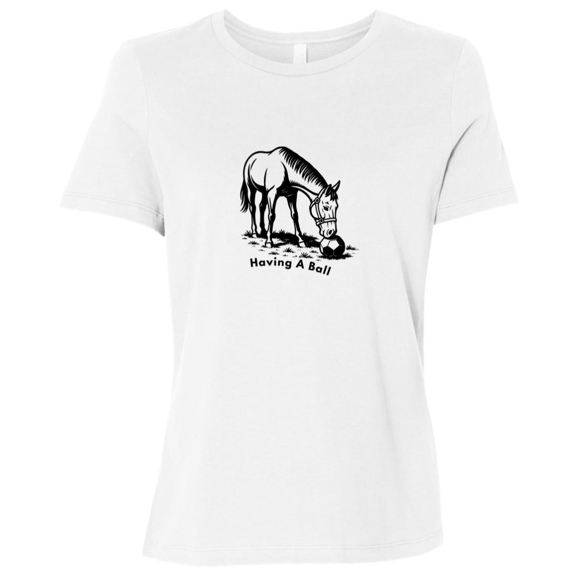 Having A Ball Horse Graphic Black B6400 Bella + Canvas Ladies Relaxed Jersey Short-Sleeve T-Shirt