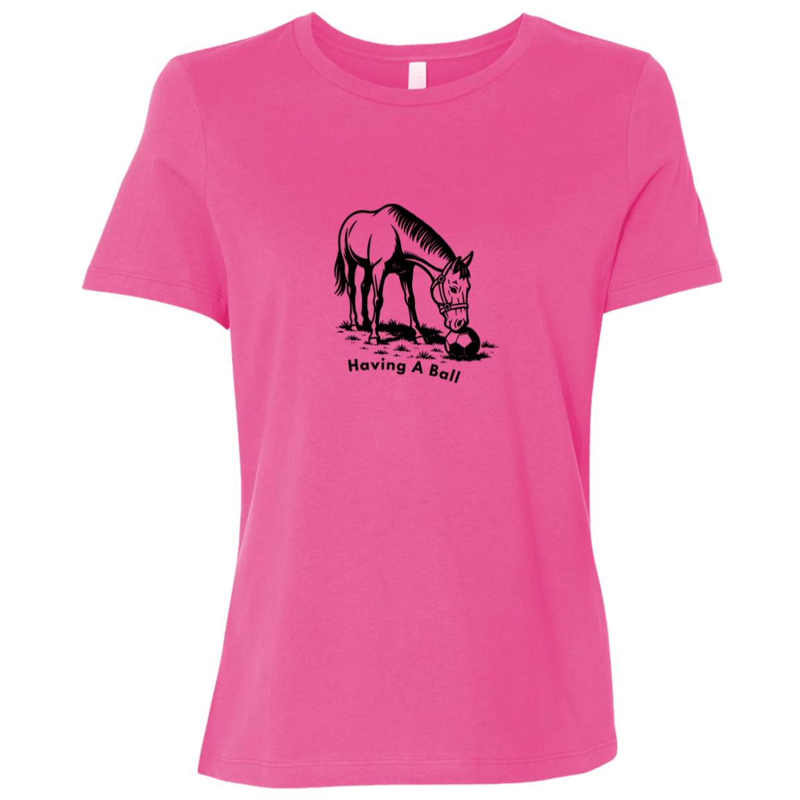 Having A Ball Horse Graphic Black B6400 Bella + Canvas Ladies Relaxed Jersey Short-Sleeve T-Shirt