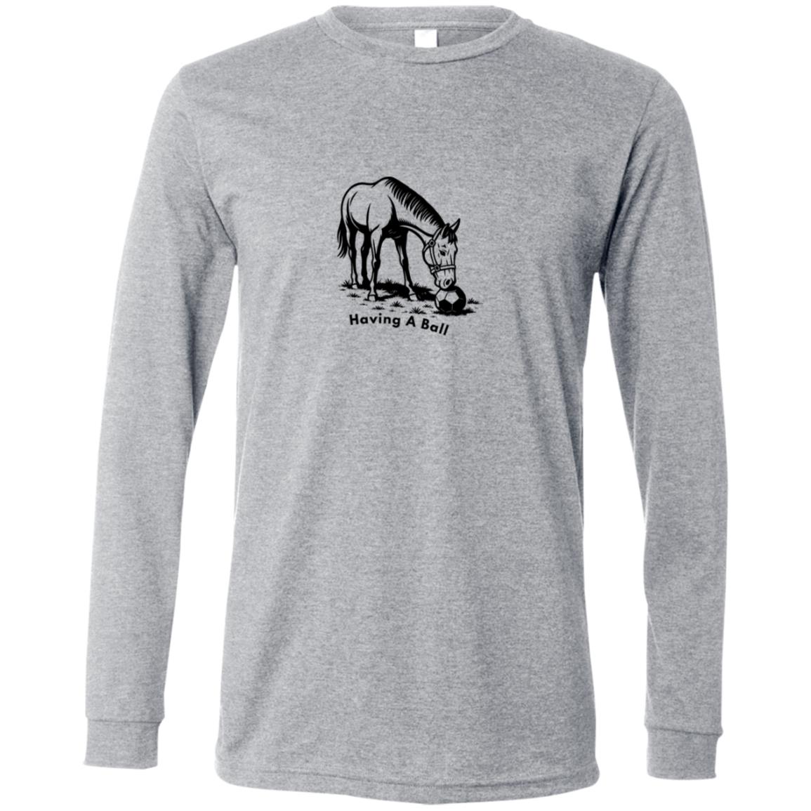 Having A Ball Horse Graphic Black 3501 Bella + Canvas Men's LS T-Shirt