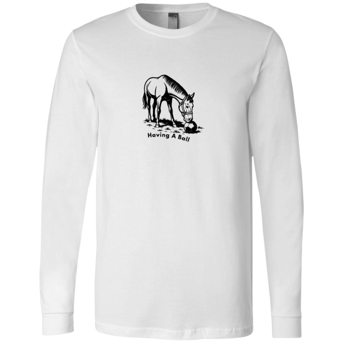 Having A Ball Horse Graphic Black 3501 Bella + Canvas Men's LS T-Shirt