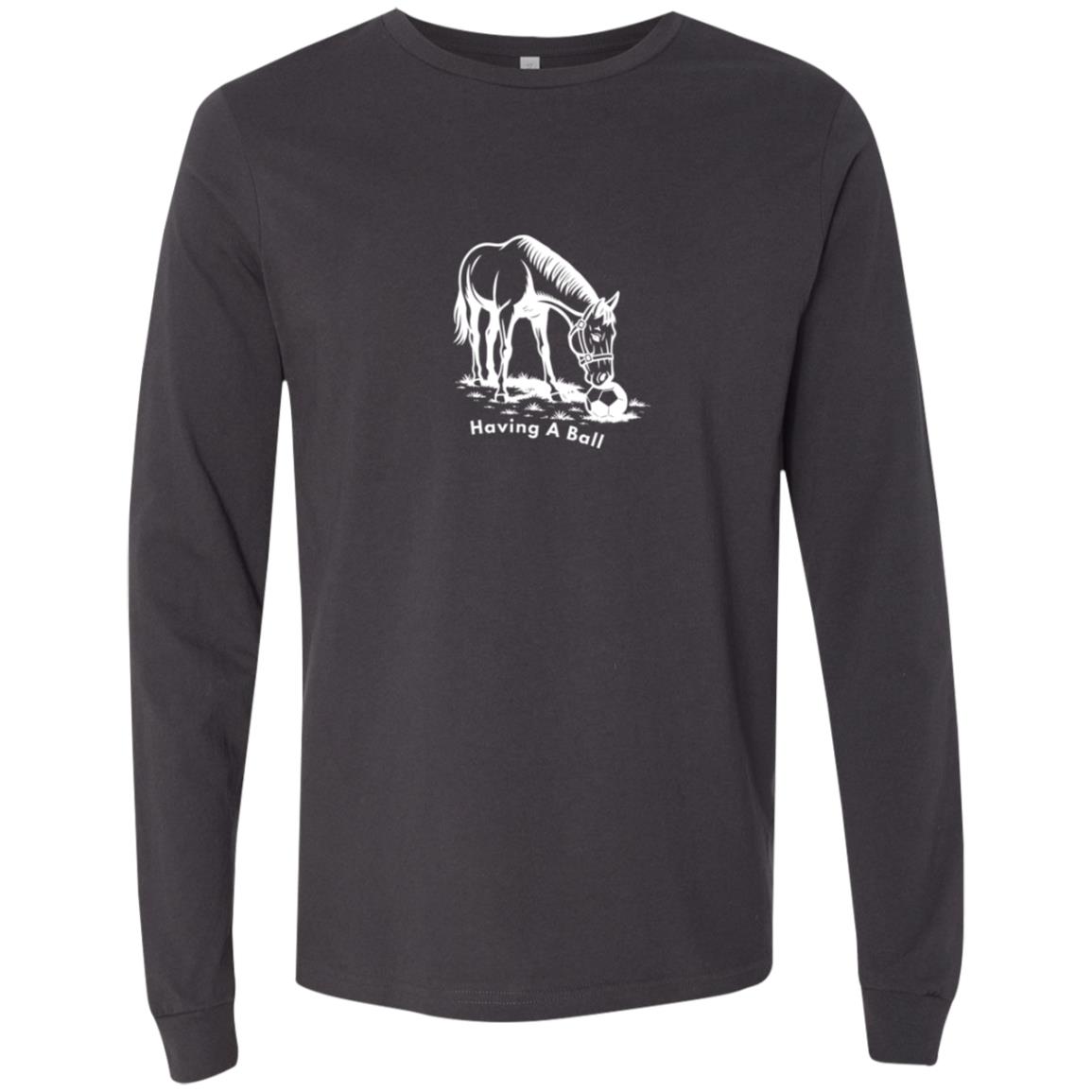 Having A Ball Horse Graphic White 3501 Bella + Canvas Men's LS T-Shirt