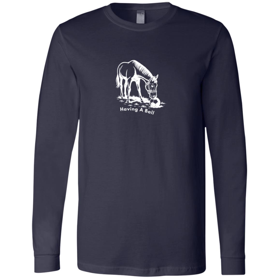 Having A Ball Horse Graphic White 3501 Bella + Canvas Men's LS T-Shirt