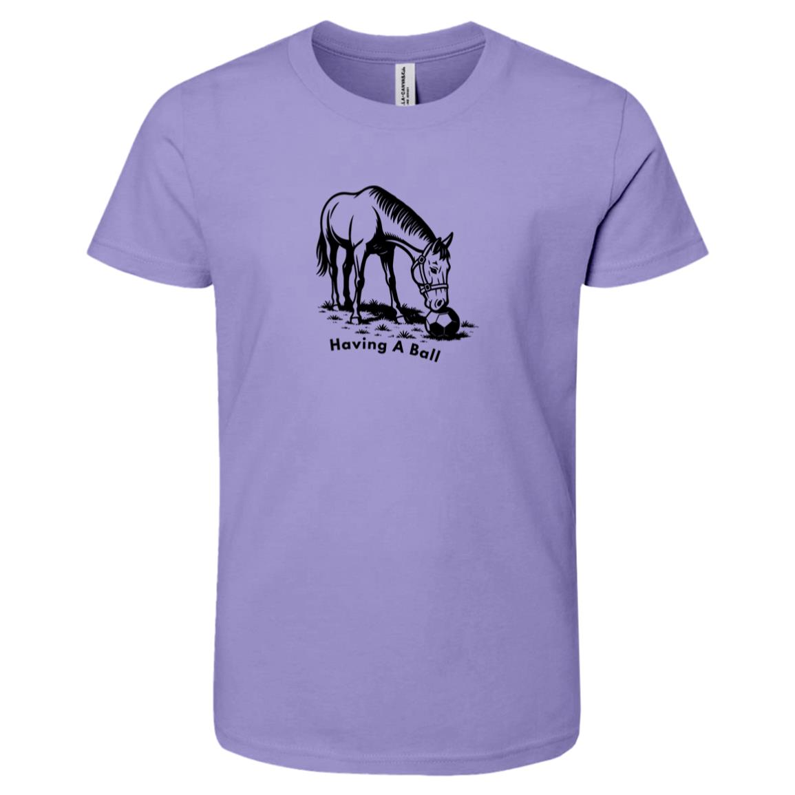 Having A Ball Horse Graphic Black 3001Y Bella + Canvas Kids Short-Sleeve T-Shirt