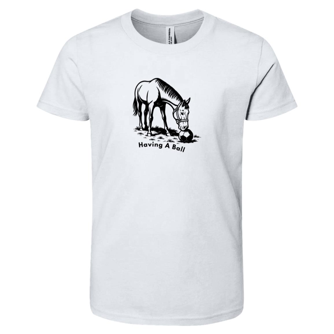 Having A Ball Horse Graphic Black 3001Y Bella + Canvas Kids Short-Sleeve T-Shirt
