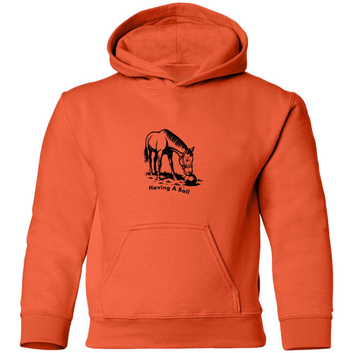 Having A Ball Horse Graphic Black G185B Gildan Youth Pullover Hoodie