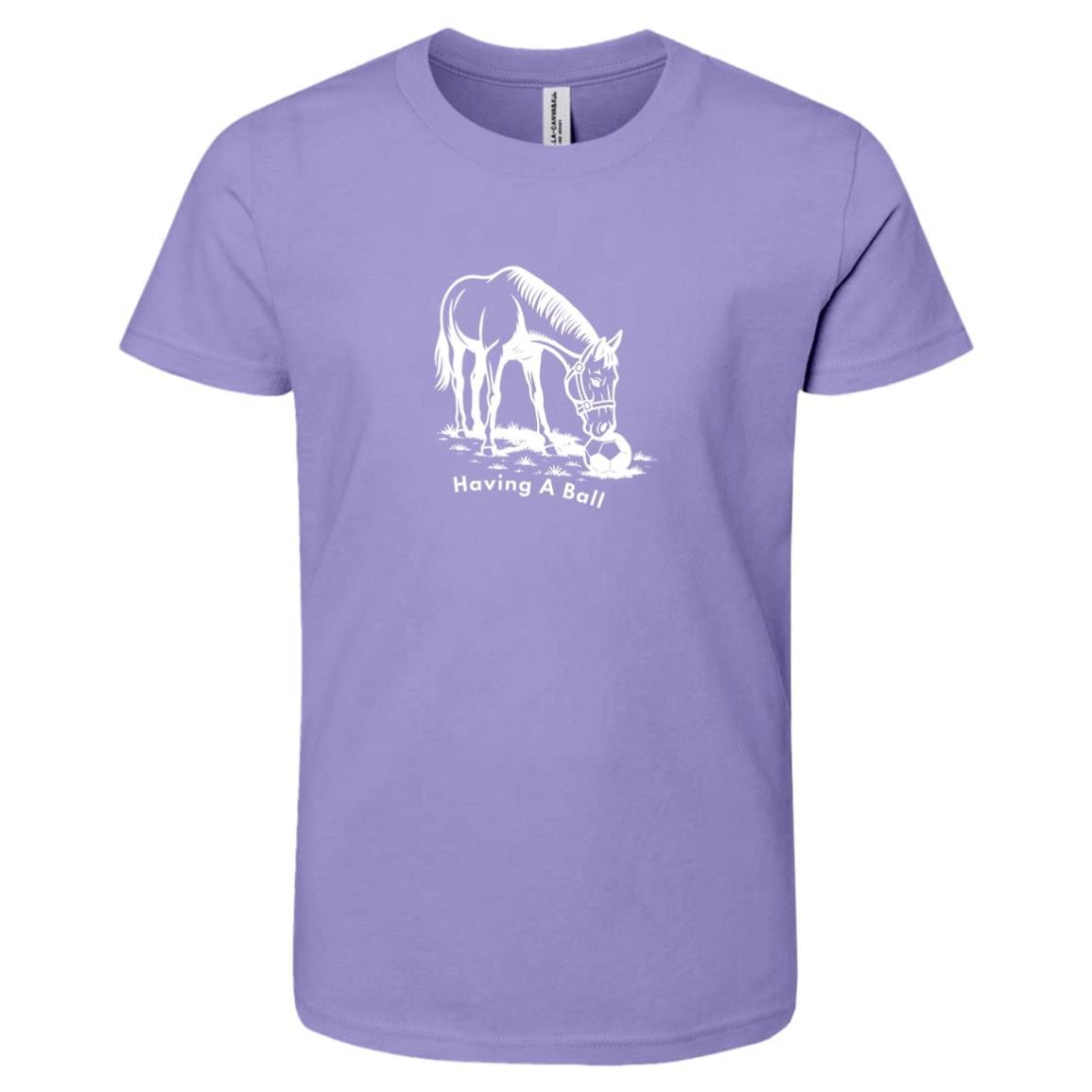 Having A Ball Horse Graphic White 3001Y Bella + Canvas Kids Short-Sleeve T-Shirt
