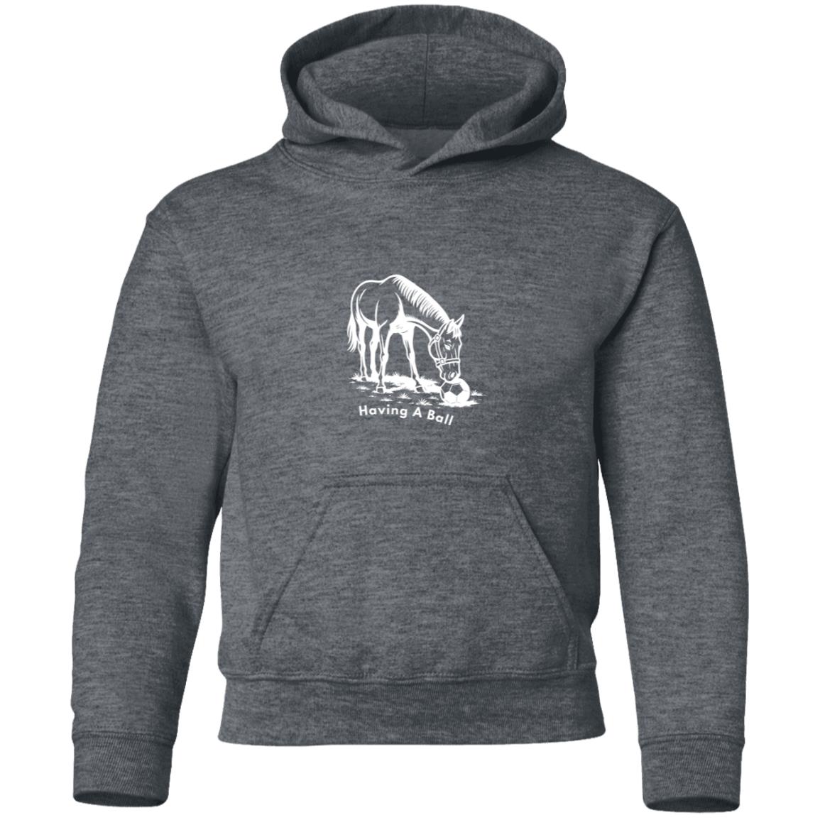 Having A Ball Horse Graphic White G185B Gildan Youth Pullover Hoodie