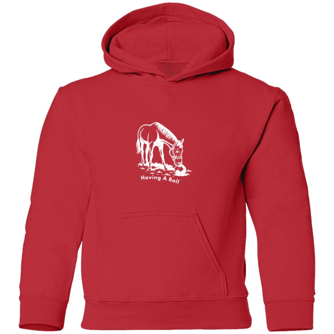 Having A Ball Horse Graphic White G185B Gildan Youth Pullover Hoodie