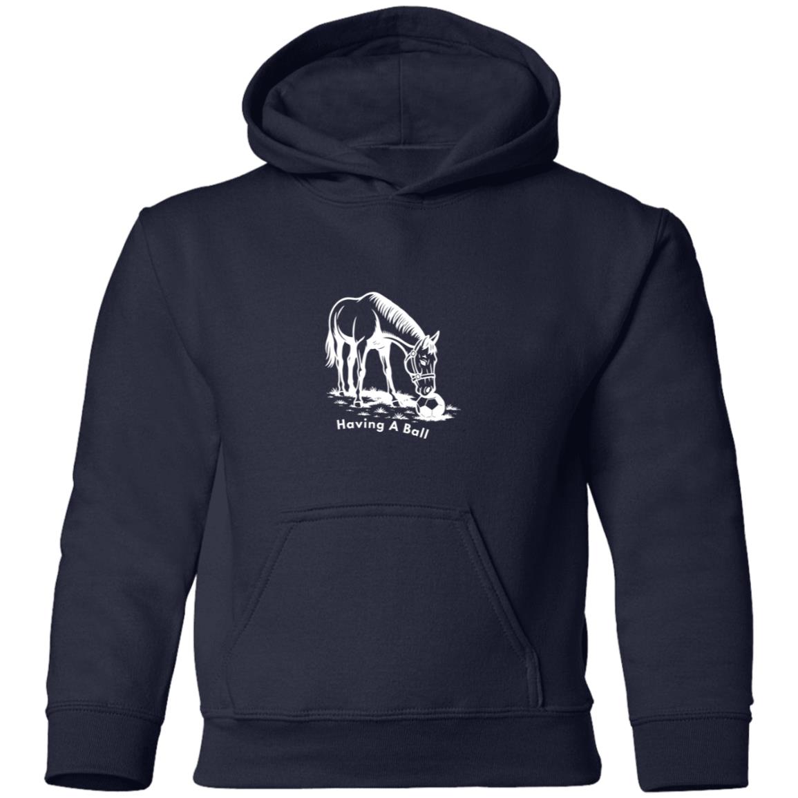 Having A Ball Horse Graphic White G185B Gildan Youth Pullover Hoodie