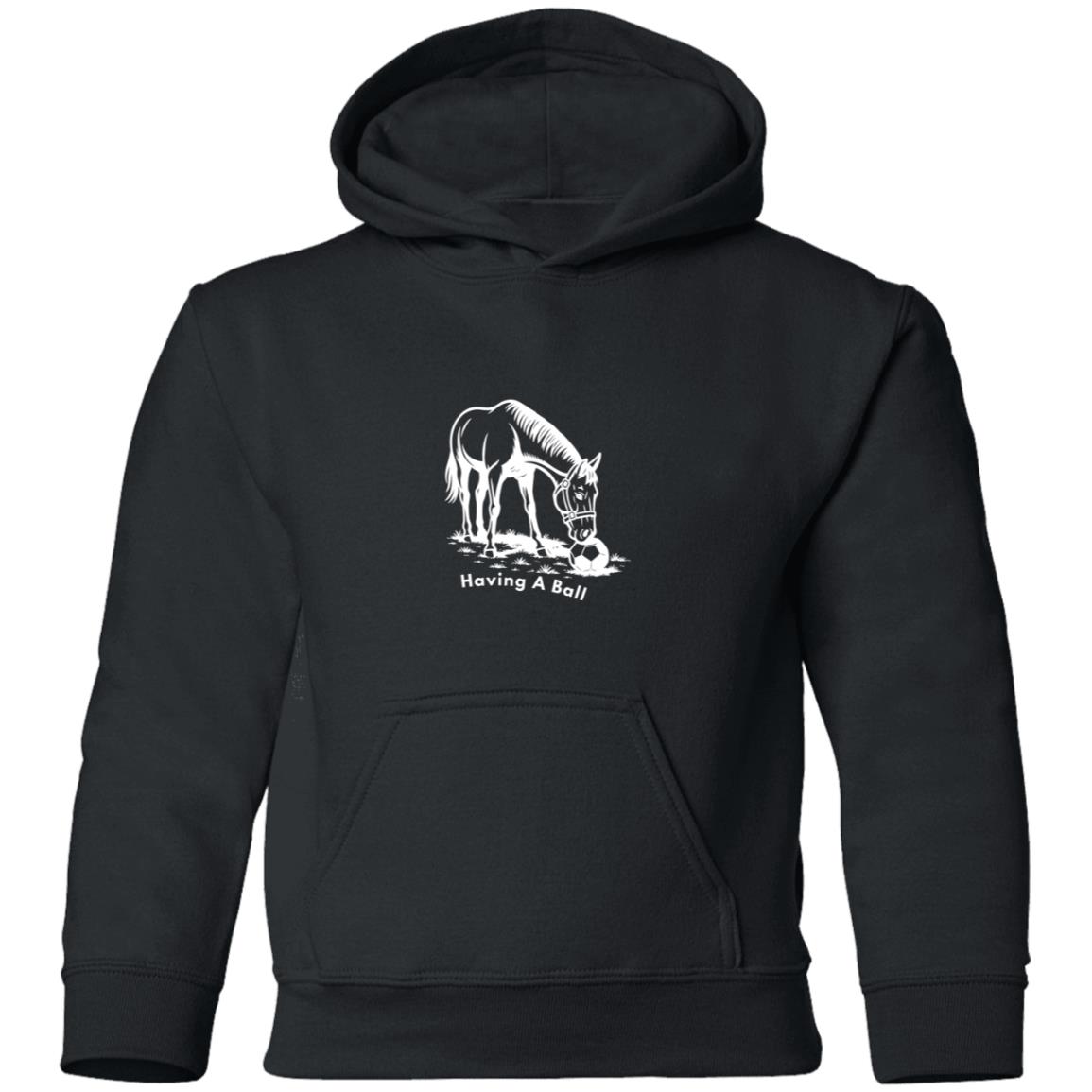 Having A Ball Horse Graphic White G185B Gildan Youth Pullover Hoodie