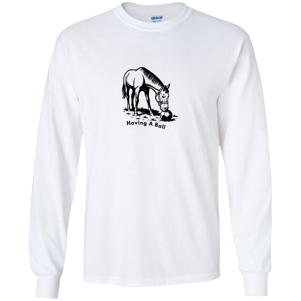 Having A Ball Horse Graphic Black G540B Youth LS T-Shirt