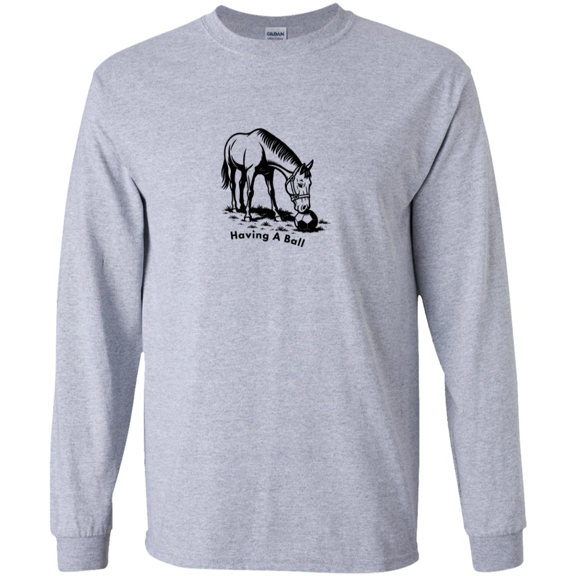 Having A Ball Horse Graphic Black G540B Youth LS T-Shirt