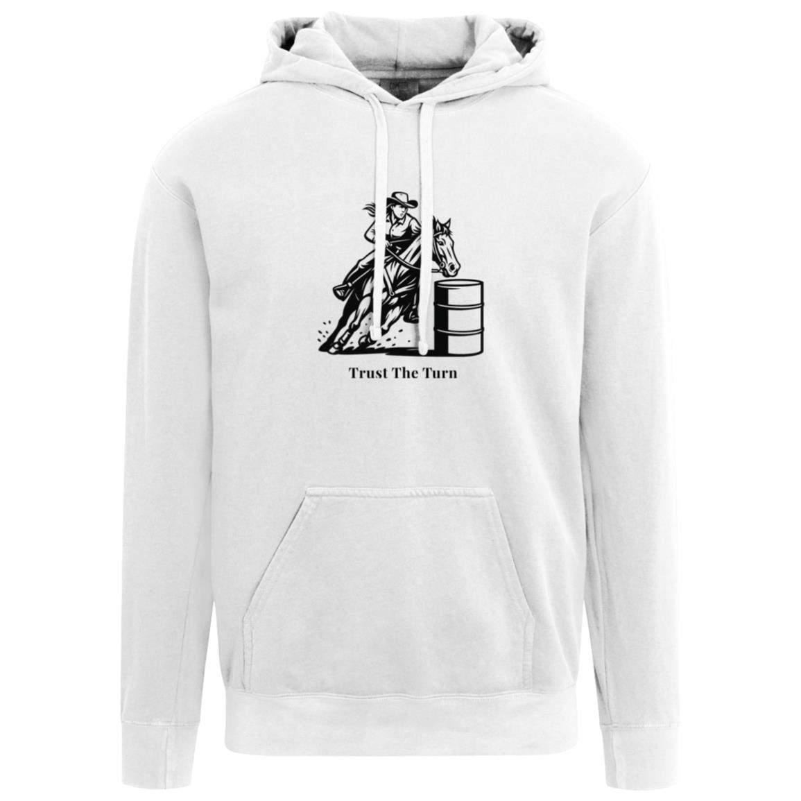 Trust the Turn Female Barrel Racer Graphic Black 1567 Comfort Colors Garment-Dyed Adult Hoodie