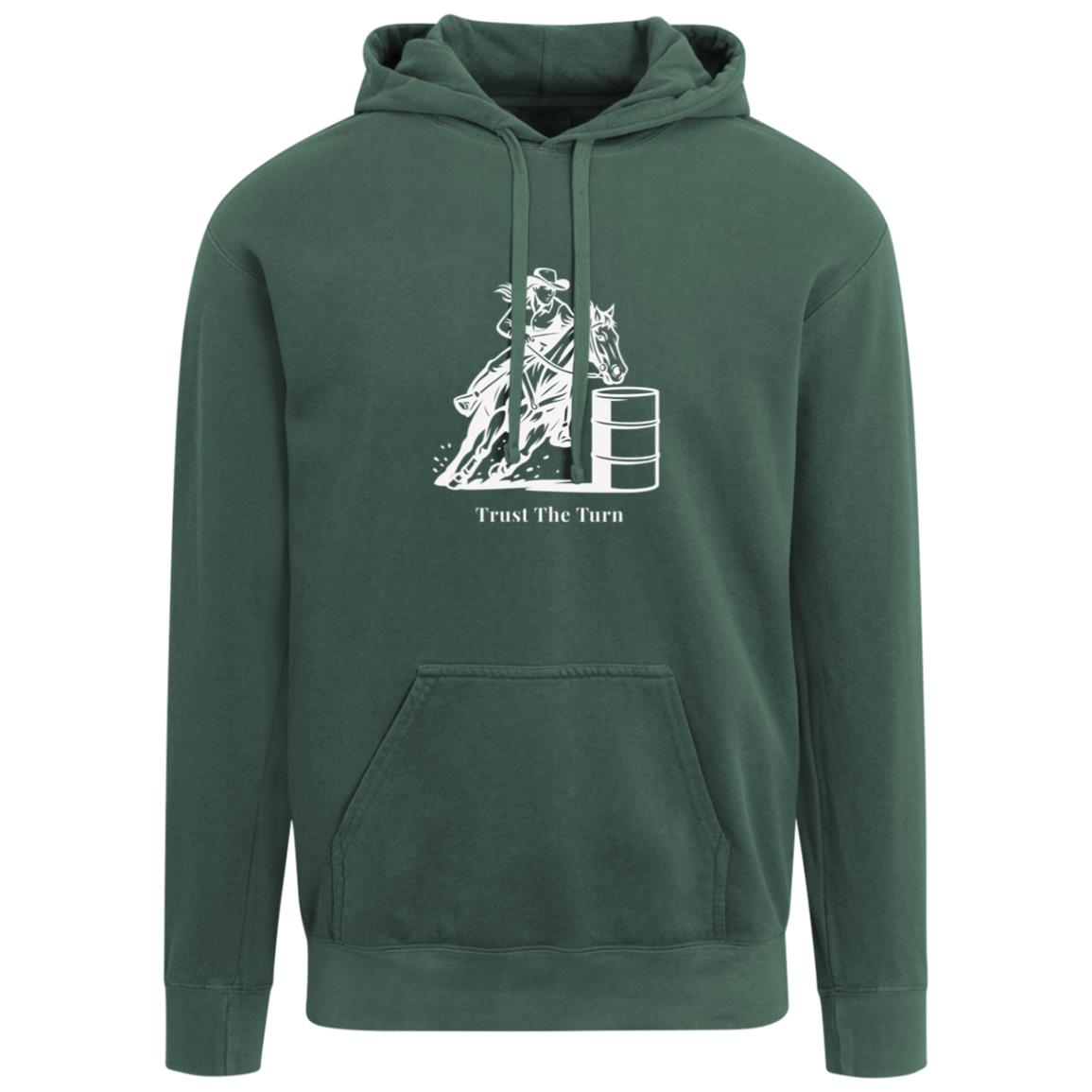 Trust the Turn Female Barrel Racer Graphic White 1567 Comfort Colors Garment-Dyed Adult Hoodie