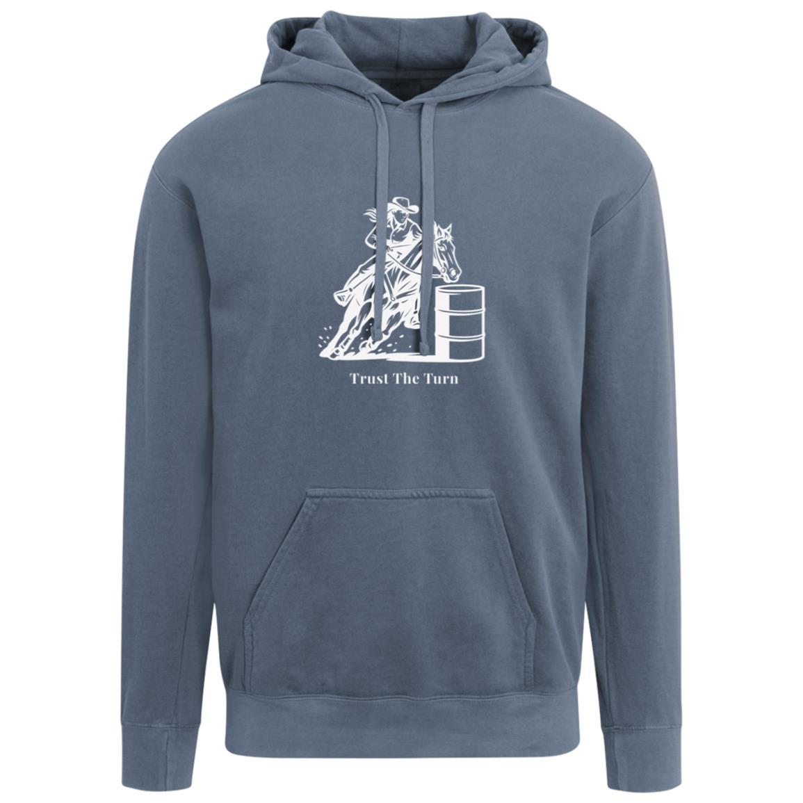 Trust the Turn Female Barrel Racer Graphic White 1567 Comfort Colors Garment-Dyed Adult Hoodie