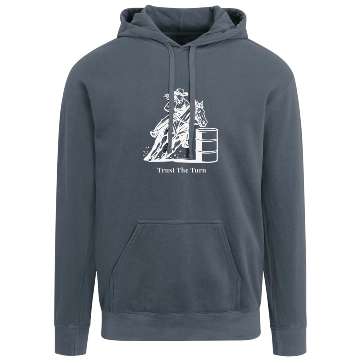 Trust the Turn Female Barrel Racer Graphic White 1567 Comfort Colors Garment-Dyed Adult Hoodie
