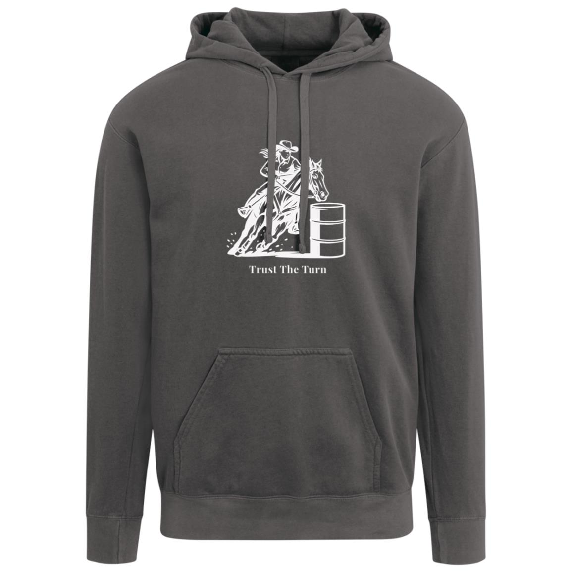 Trust the Turn Female Barrel Racer Graphic White 1567 Comfort Colors Garment-Dyed Adult Hoodie