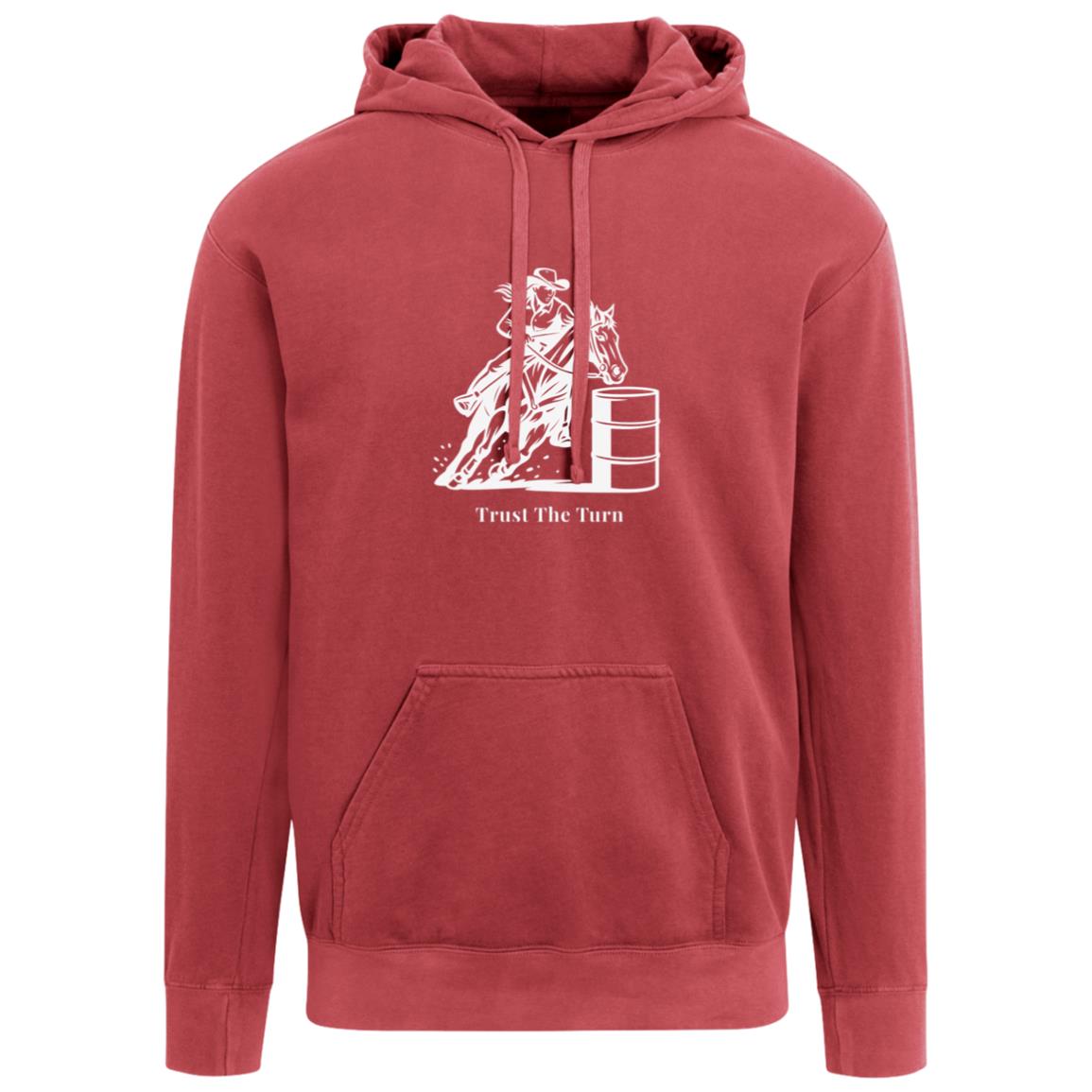 Trust the Turn Female Barrel Racer Graphic White 1567 Comfort Colors Garment-Dyed Adult Hoodie
