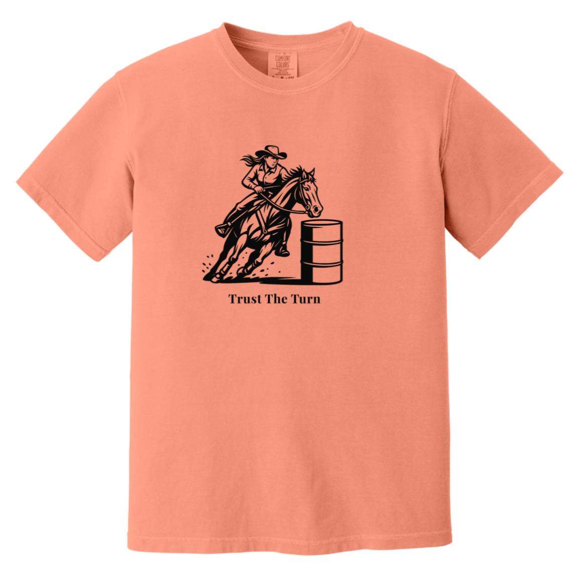Trust The Turn Female Barrel Racer Graphic Black CC1717 Heavyweight Garment-Dyed T-Shirt