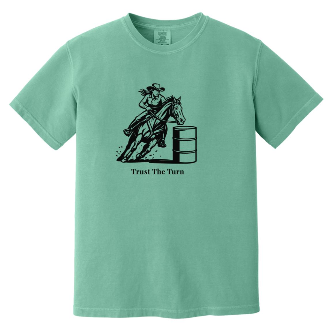 Trust The Turn Female Barrel Racer Graphic Black CC1717 Heavyweight Garment-Dyed T-Shirt