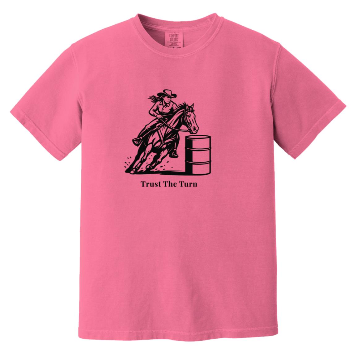 Trust The Turn Female Barrel Racer Graphic Black CC1717 Heavyweight Garment-Dyed T-Shirt