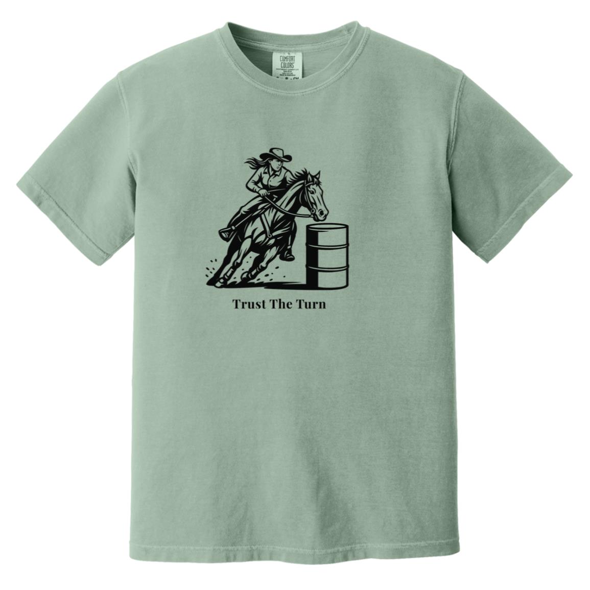 Trust The Turn Female Barrel Racer Graphic Black CC1717 Heavyweight Garment-Dyed T-Shirt