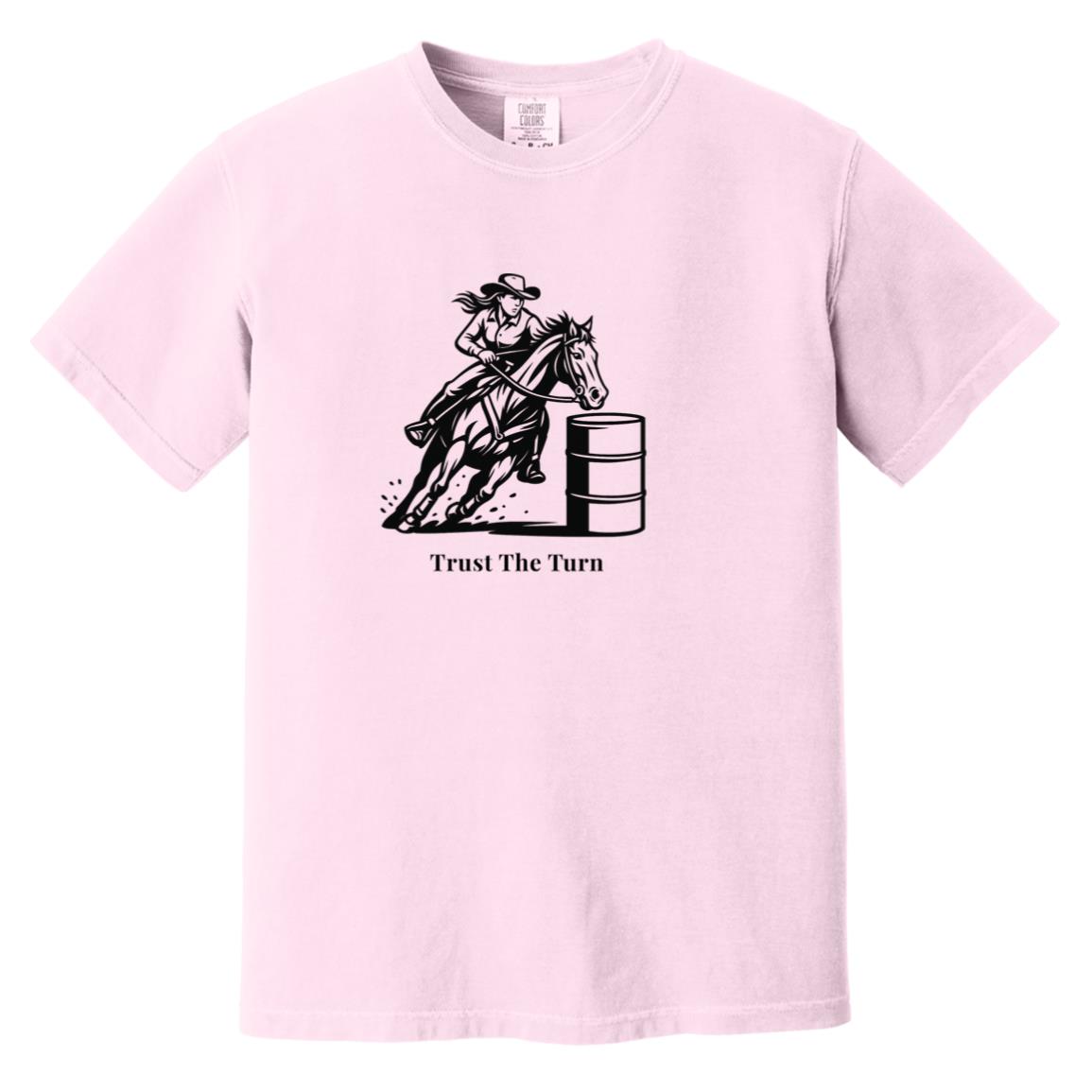 Trust The Turn Female Barrel Racer Graphic Black CC1717 Heavyweight Garment-Dyed T-Shirt