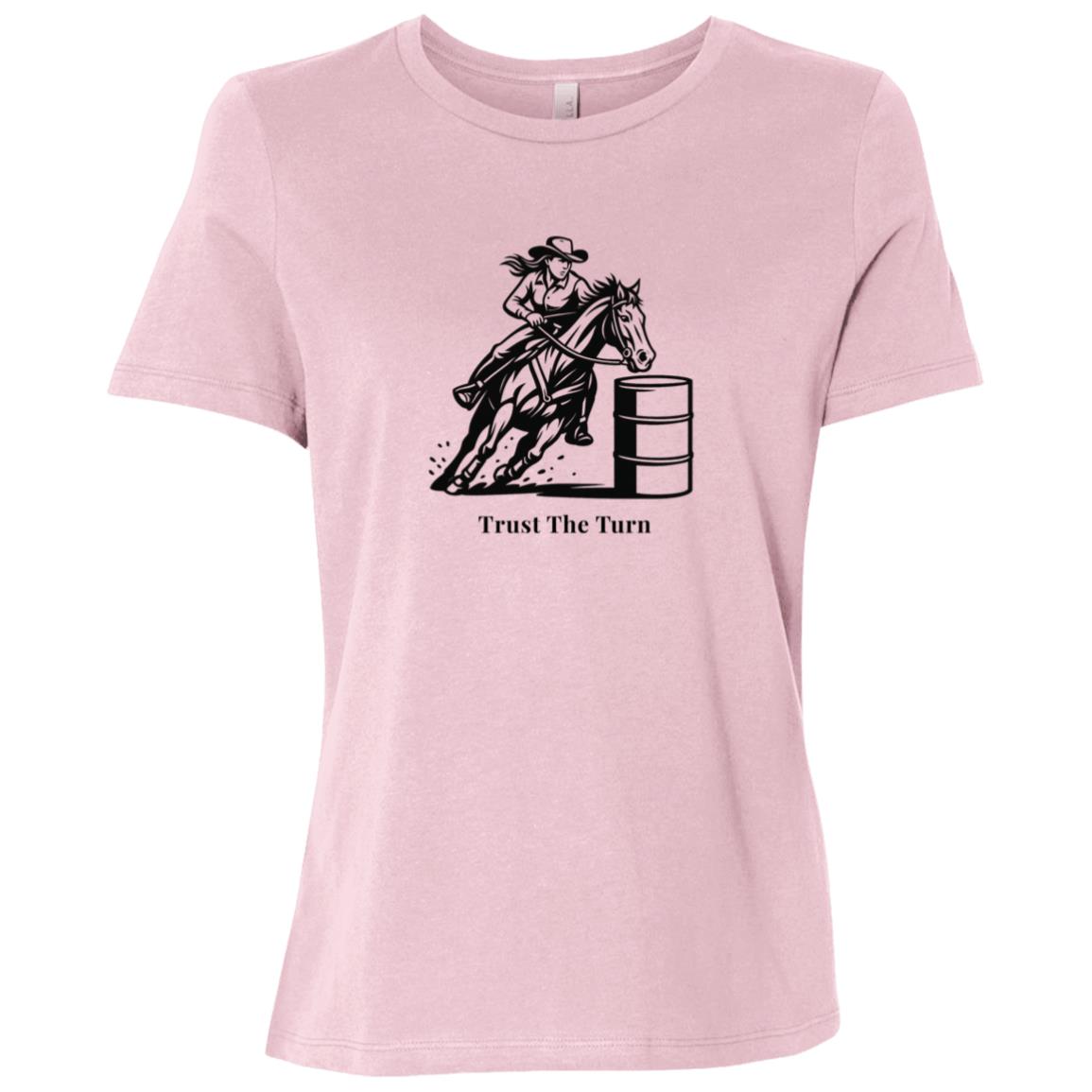Trust The Turn Female Barrel Racer Graphic Black B6400 Bella + Canvas Ladies Relaxed Jersey Short-Sleeve T-Shirt