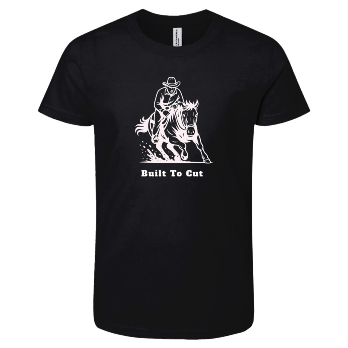 Built To Cut Male Graphic White 3001Y Bella + Canvas Kids Short-Sleeve T-Shirt