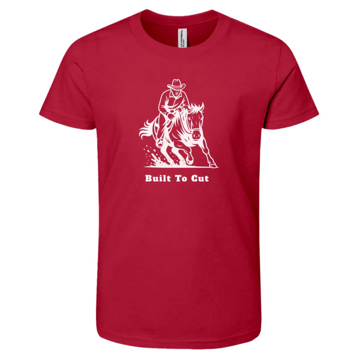 Built To Cut Male Graphic White 3001Y Bella + Canvas Kids Short-Sleeve T-Shirt