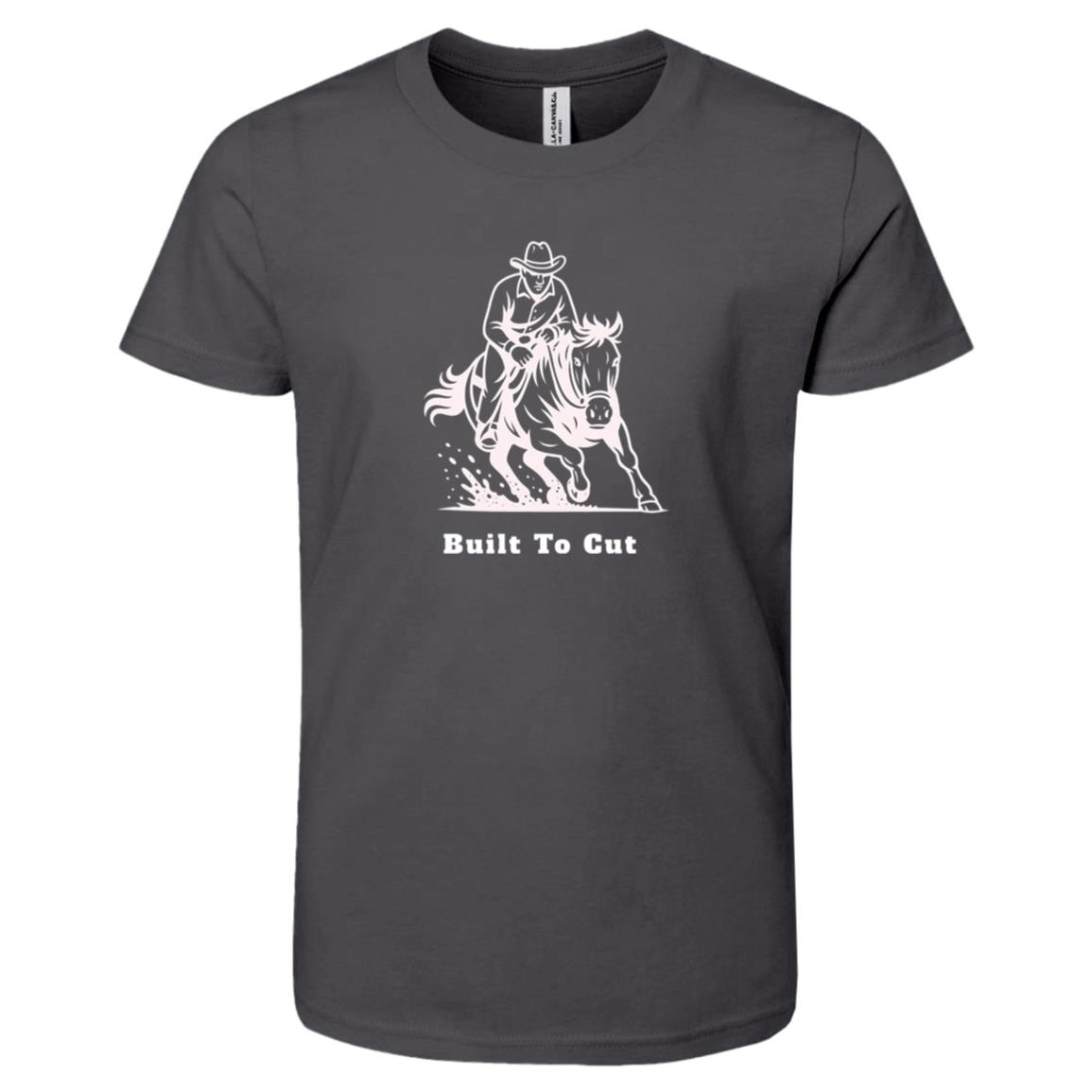 Built To Cut Male Graphic White 3001Y Bella + Canvas Kids Short-Sleeve T-Shirt