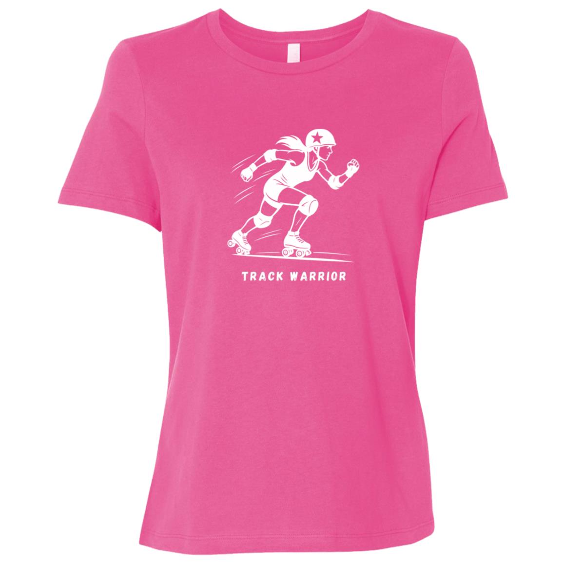 Track Warrior Female Roller Derby Graphic White B6400 Bella + Canvas Ladies Relaxed Jersey Short-Sleeve T-Shirt