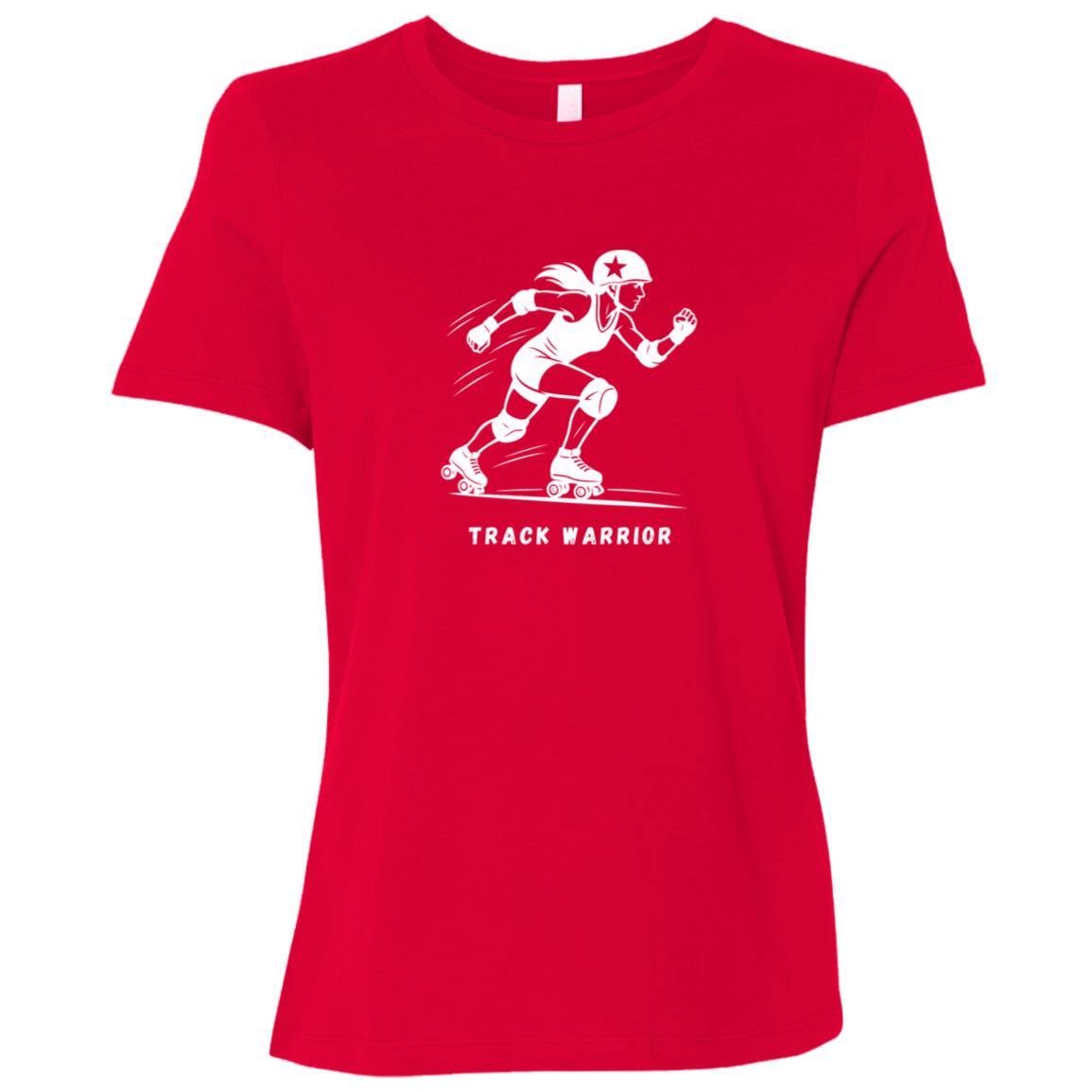 Track Warrior Female Roller Derby Graphic White B6400 Bella + Canvas Ladies Relaxed Jersey Short-Sleeve T-Shirt