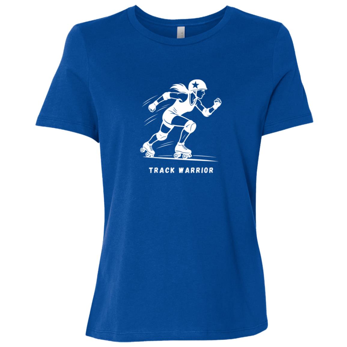 Track Warrior Female Roller Derby Graphic White B6400 Bella + Canvas Ladies Relaxed Jersey Short-Sleeve T-Shirt