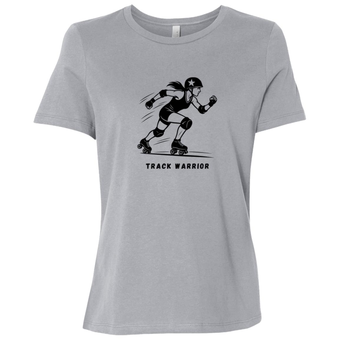 Track Warrior Female Roller Derby Graphic Black B6400 Bella + Canvas Ladies Relaxed Jersey Short-Sleeve T-Shirt