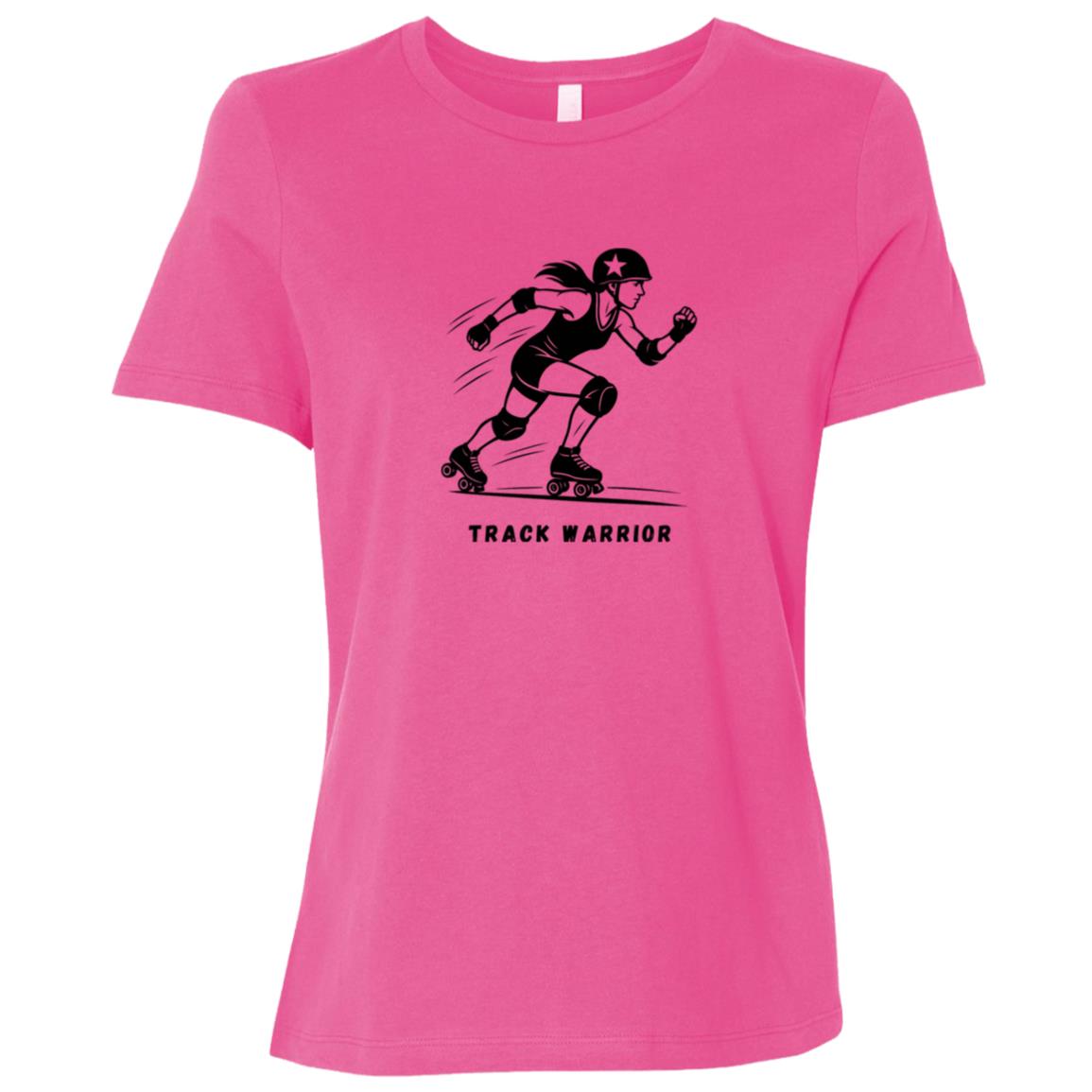 Track Warrior Female Roller Derby Graphic Black B6400 Bella + Canvas Ladies Relaxed Jersey Short-Sleeve T-Shirt