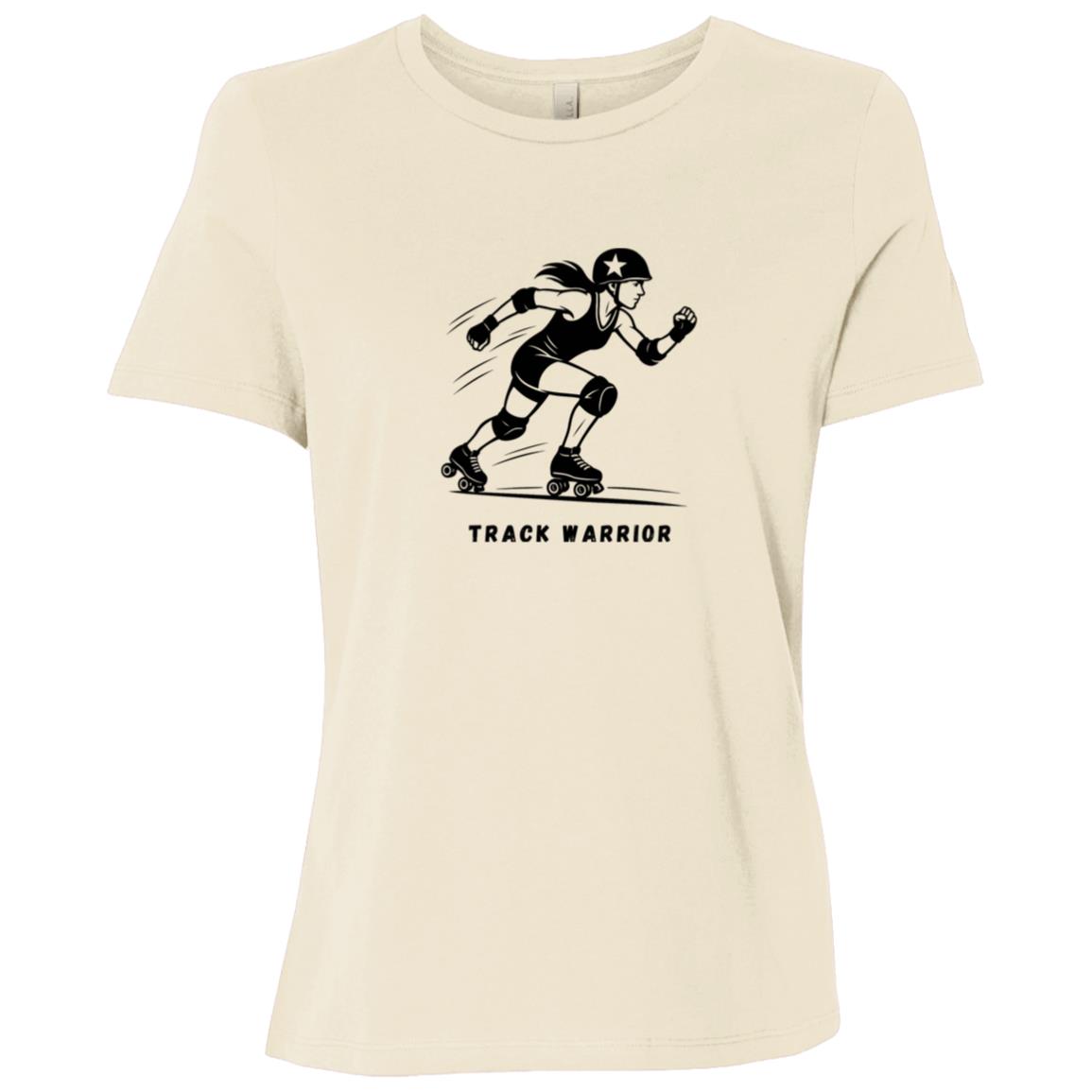 Track Warrior Female Roller Derby Graphic Black B6400 Bella + Canvas Ladies Relaxed Jersey Short-Sleeve T-Shirt