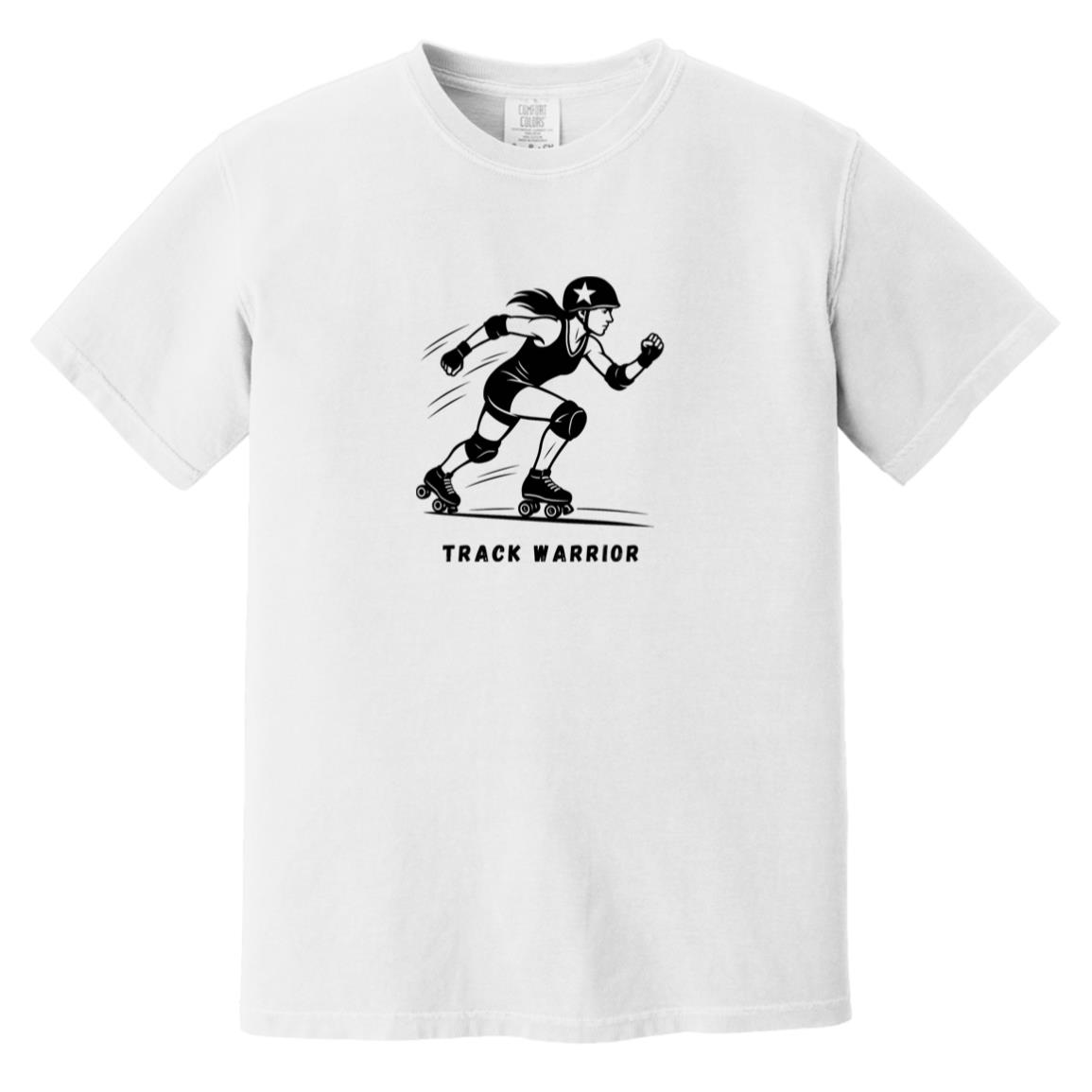 Track Warrior Female Roller Derby Graphic Black CC1717 Heavyweight Garment-Dyed T-Shirt