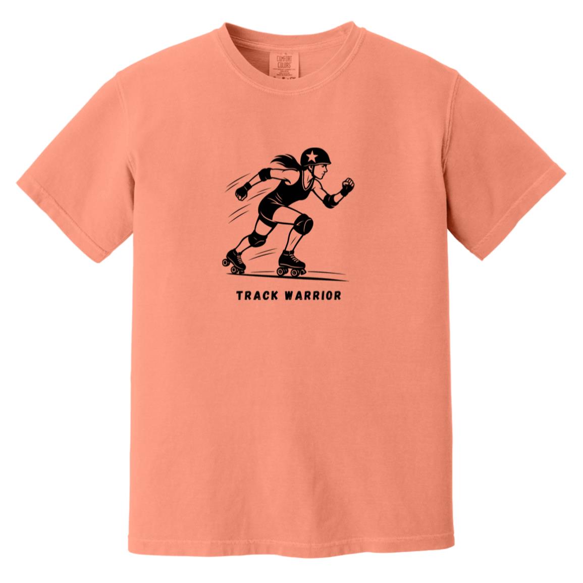 Track Warrior Female Roller Derby Graphic Black CC1717 Heavyweight Garment-Dyed T-Shirt