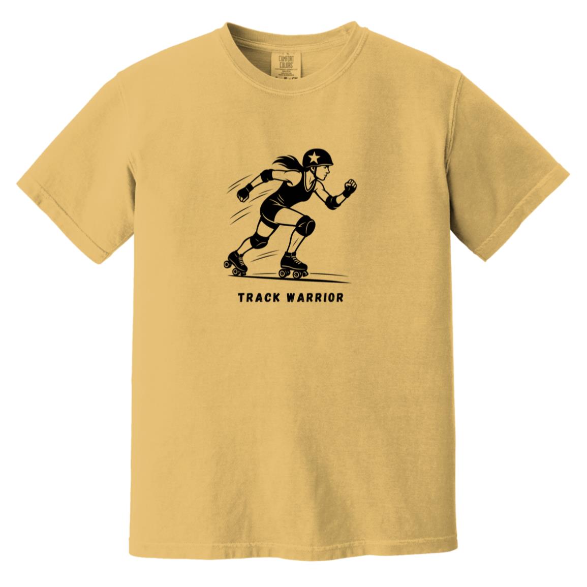 Track Warrior Female Roller Derby Graphic Black CC1717 Heavyweight Garment-Dyed T-Shirt