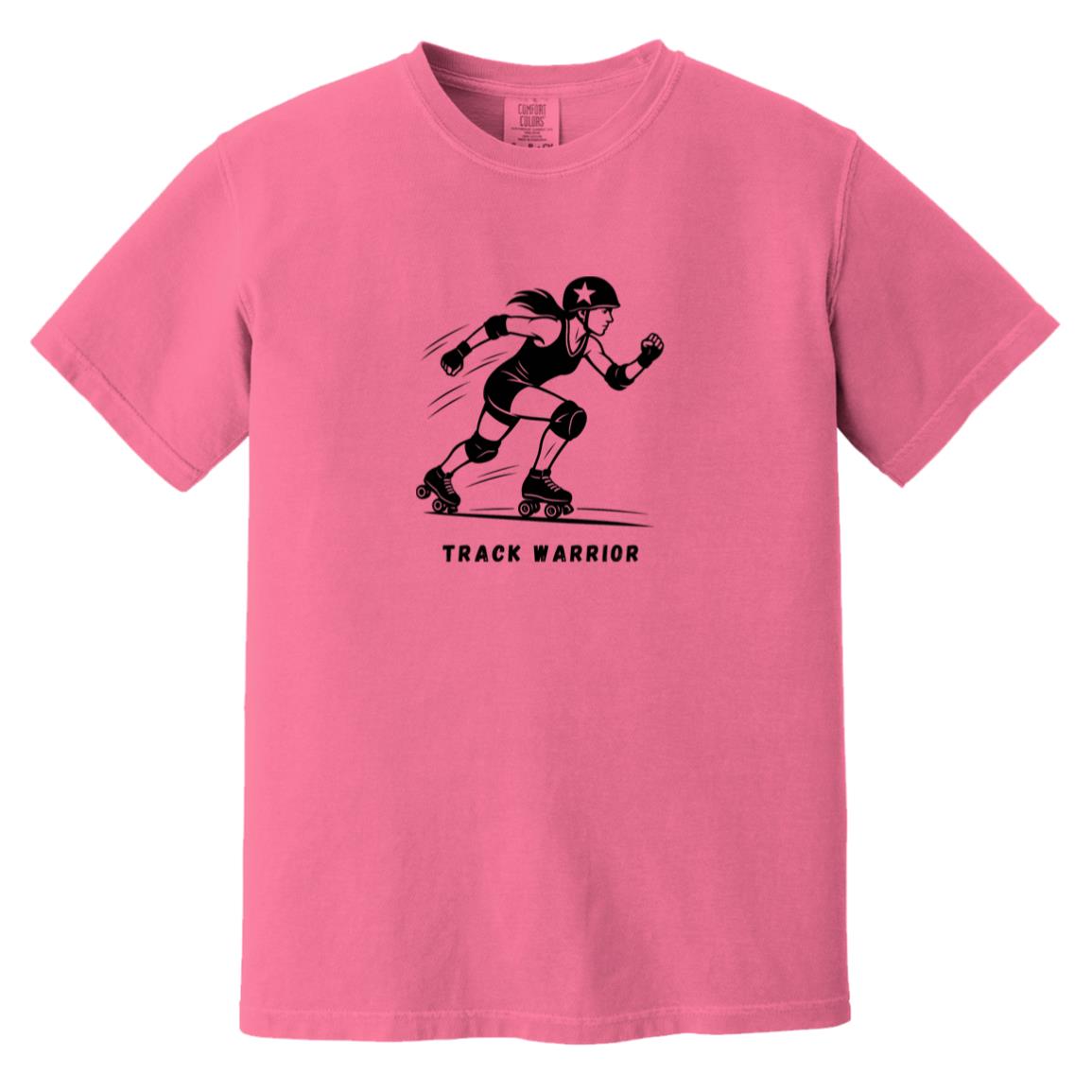 Track Warrior Female Roller Derby Graphic Black CC1717 Heavyweight Garment-Dyed T-Shirt