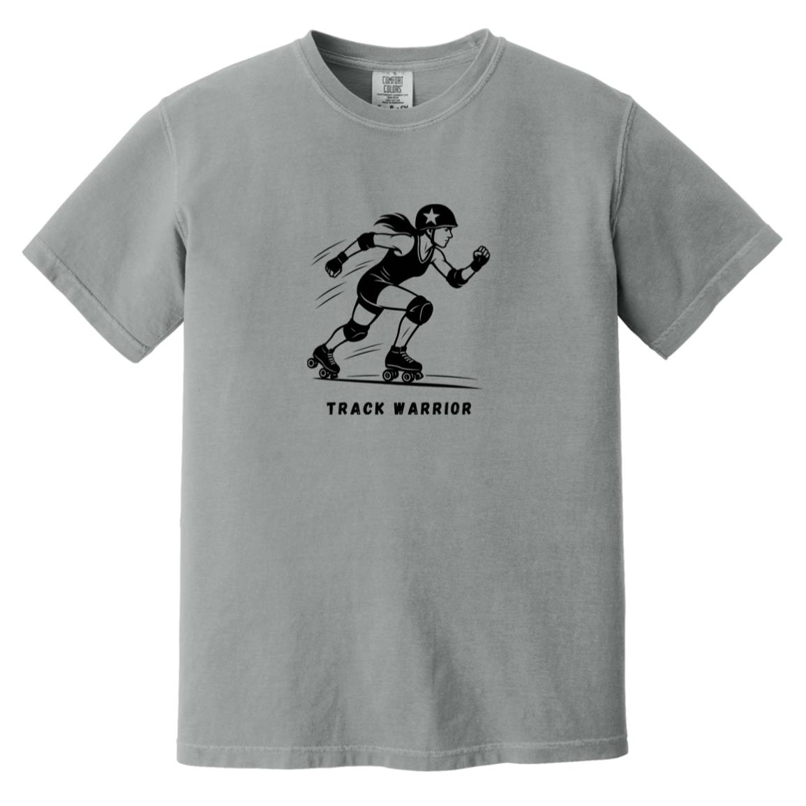 Track Warrior Female Roller Derby Graphic Black CC1717 Heavyweight Garment-Dyed T-Shirt