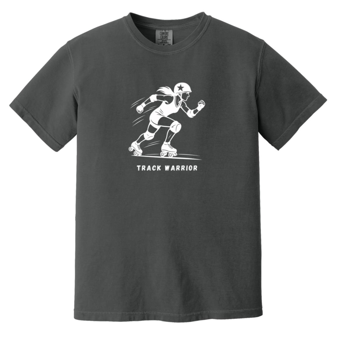 Track Warrior Female Roller Derby Graphic White CC1717 Heavyweight Garment-Dyed T-Shirt