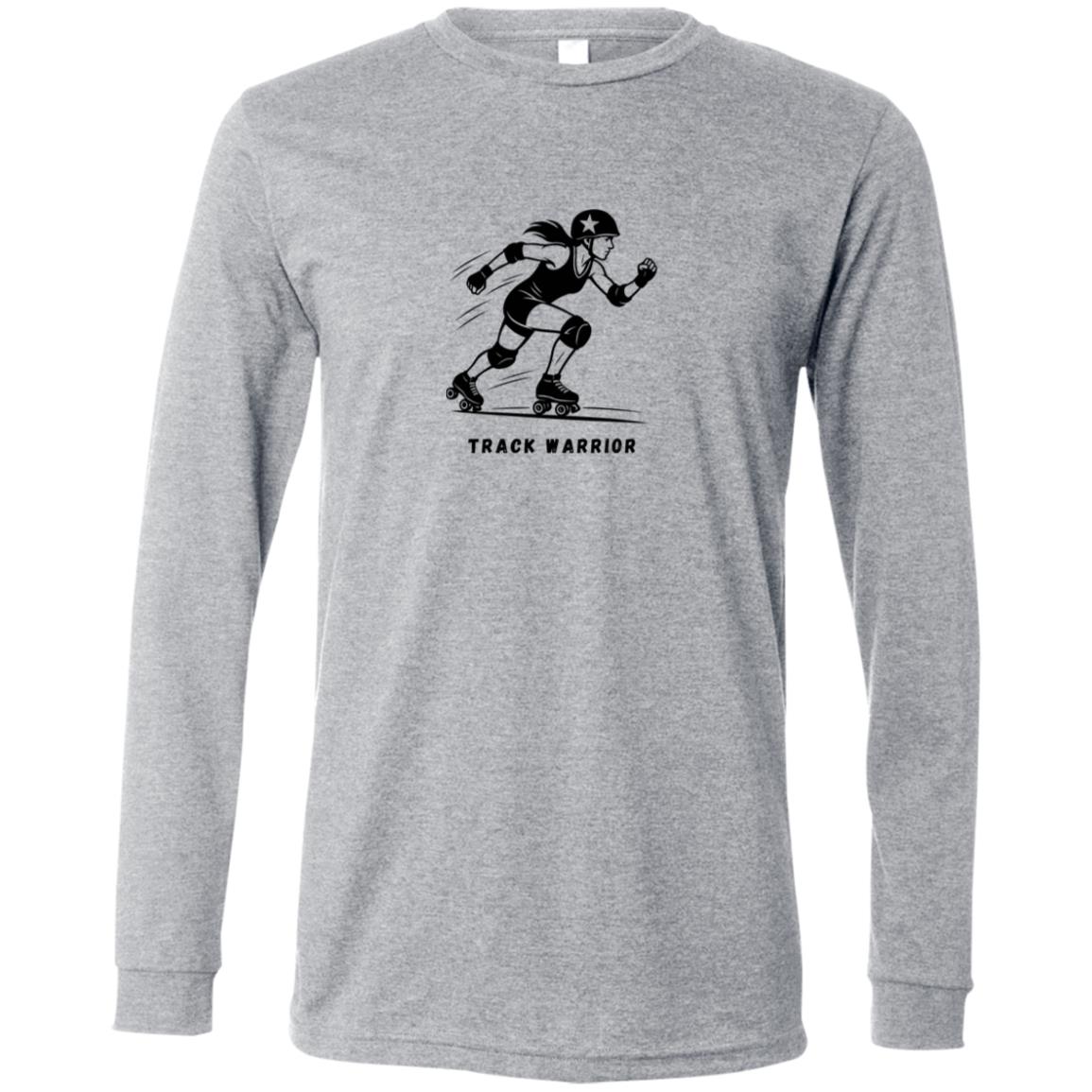 Track Warrior Female Roller Derby Graphic Black 3501 Bella + Canvas Men's LS T-Shirt