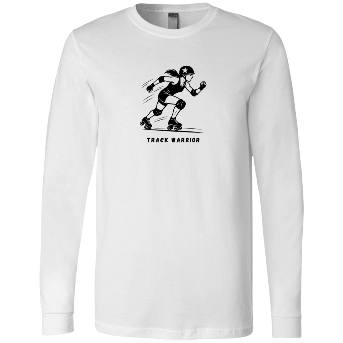 Track Warrior Female Roller Derby Graphic Black 3501 Bella + Canvas Men's LS T-Shirt